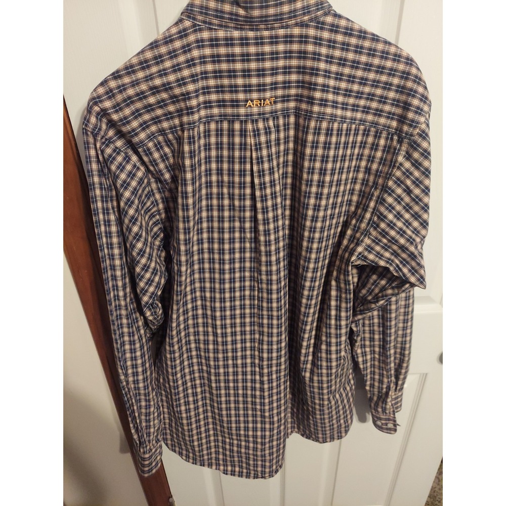 Ariat Pro Series LT Men's Button Up Long Sleeve Plaid Shirt Cowboy Rodeo Blue - Picture 11 of 12
